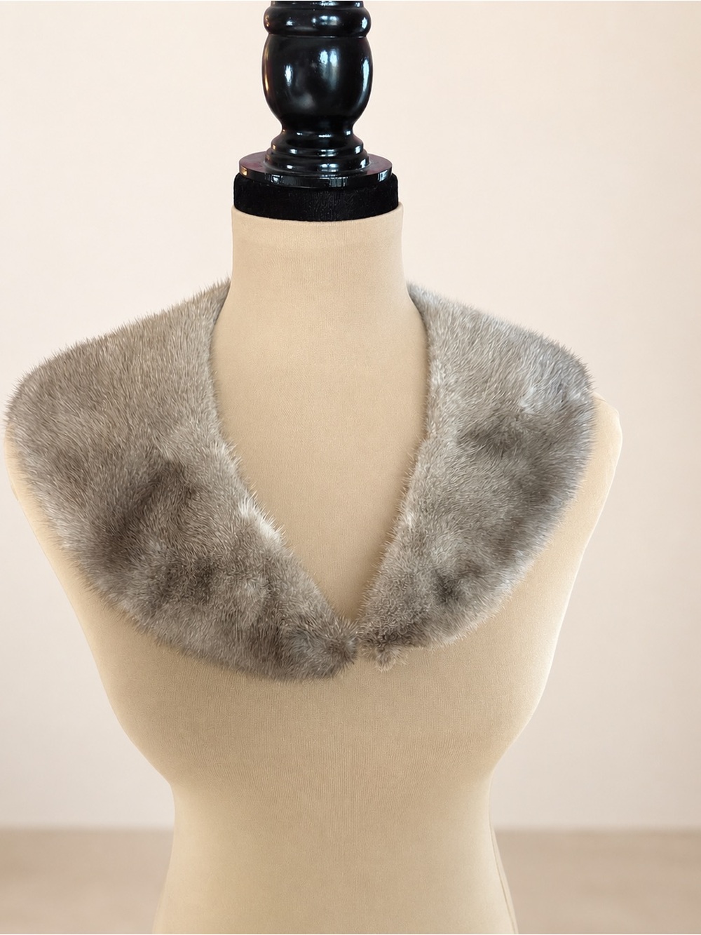 Vintage Genuine Mink Fur Collar Taupe Gray Brown Detachable